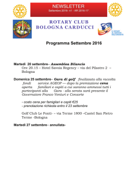 Programma di Settembre 2016 - Rotary Club Bologna