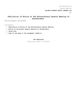 Publication of Notice of the Extraordinary General