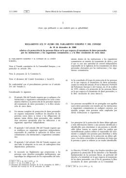 Reglamento (CE) nº 45/2001 - EUR-Lex