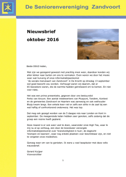 Nieuwsbrief oktober 2016 - Senioren vereniging Zandvoort