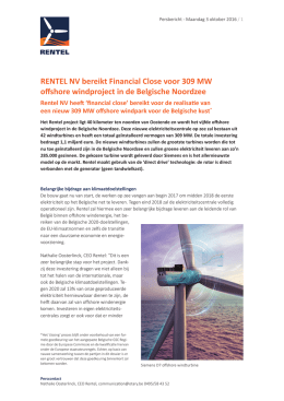RENTEL NV bereikt Financial Close voor 309 MW