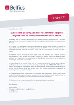 “Benchmark”-obligatie-uitgiften voor de Vlaamse Gemeenschap