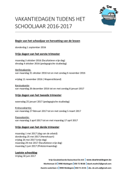 Vakantiedagen 2016 - 2017