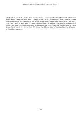 1797: Nelsons Year Of Destiny Cape St. Vincent And Santa Cruz De