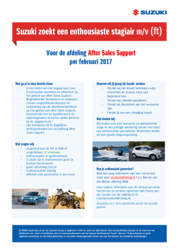 Vacature Stagiair After Sales Support