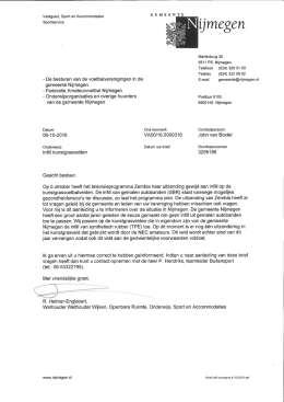 Brief Gemeente Nijmegen inzake kunstgrasvelden