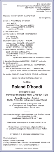 Roland D`hondt - Begrafenissen, Geers, Kortrijk