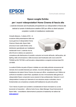 Epson sceglie Exhibo per i nuovi videoproiettori Home