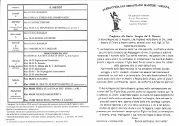 Settimana dal 3 al 9 Ottobre 2016