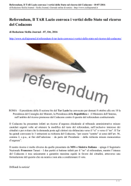 Referendum, Il TAR Lazio convoca i vertici dello Stato sul ricorso del