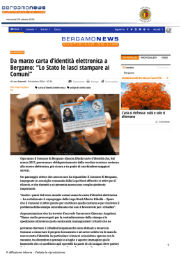 Da marzo carta d`identità elettronica a Bergamo: “Lo Stato le lasci