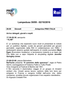 Lampedusa 30/09 - 02/10/2016 - Prix Italia
