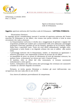 Lettera pubblica del Sindaco Eugenio Gambetta alla Direzione