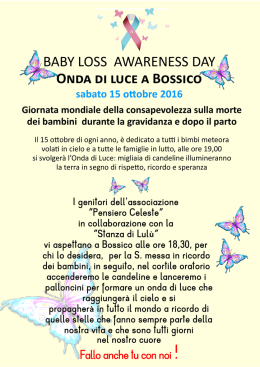 BABY LOSS AWARENESS DAY Onda di luce a Bossico