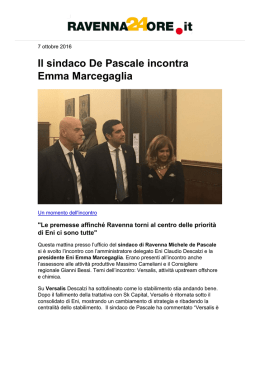 Il sindaco De Pascale incontra Emma Marcegaglia