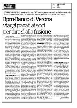 Bpm-Banco di Verona viaggi pagati ai soci per dire