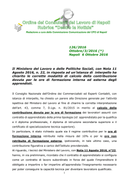 126/2016 Ottobre/3/2016 - Ordine dei Consulenti del Lavoro di Napoli