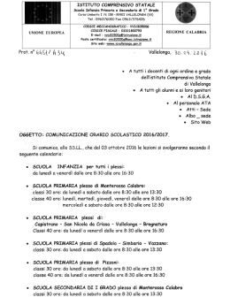 ORARIO SCOLASTICO 2016-2017