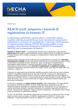 REACH 2018: preparare i fascicoli di registrazione - ECHA