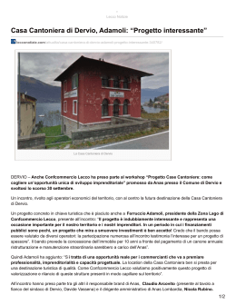 Casa Cantoniera di Dervio, Adamoli: “Progetto interessante”