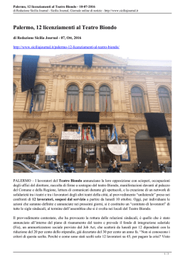 Palermo, 12 licenziamenti al Teatro Biondo