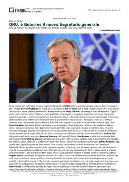 ONU, è Guterres il nuovo Segretario generale