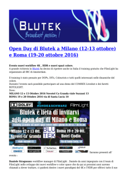 Open Day di Blutek a Milano (12-13 ottobre) e - Monitor