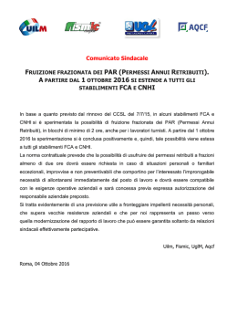 FCA - CNHI Fruizione frazionata PAR (permessi annui retribuiti)