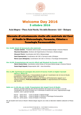 Welcome Day 2016 - Università di Bologna