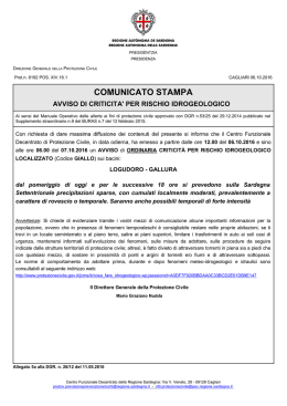 COMUNICATO STAMPA - Regione Autonoma della Sardegna