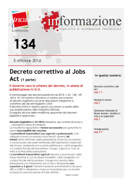 Decreto correttivo al Jobs