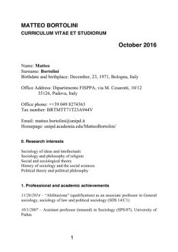 October 2016 - Università degli Studi di Padova