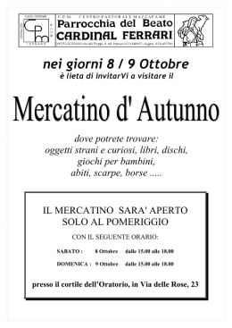 Mercatino d`autunno - Orari Messe a Legnano