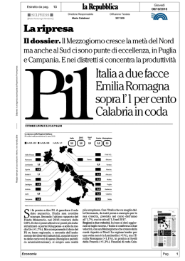 Pil, Italia a due facce. Emilia Romagna sopra l`1 per cento