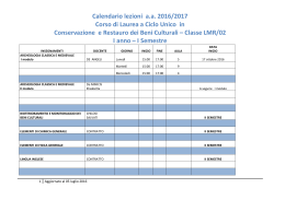 Calendario lezioni a.a. 2016/2017 Corso di Laurea a Ciclo Unico in