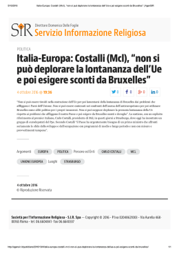Costalli (Mcl): Renzi colleziona fallimenti in sede europea, perde il