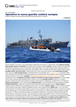 Operativa la nuova guardia costiera europea