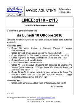 06/10/2016 Linee z110 - z113 Modifica Percorso e