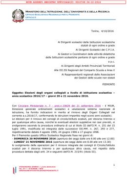 Nota Reg. prot.n. 10749/2016 - Ufficio Scolastico Regionale Piemonte