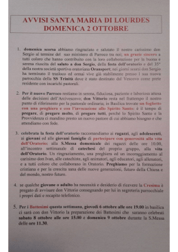 Leggi il volantino originale - Parrocchia Santa maria di Lourdes