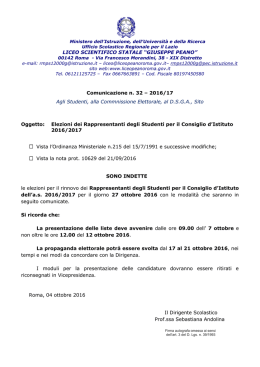 n.032 - Indizione elezioni Consiglio d`Istituto studenti