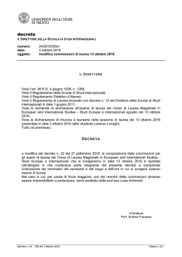 Commissioni di laurea 13 ottobre 2016