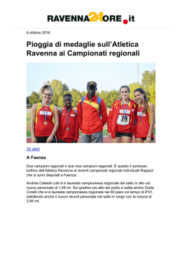 Pioggia di medaglie sull&trade;Atletica Ravenna ai
