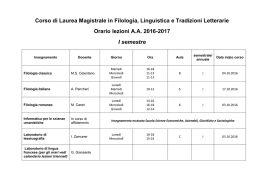 Lezioni LM Filologia, linguistica e tradizioni letterarie