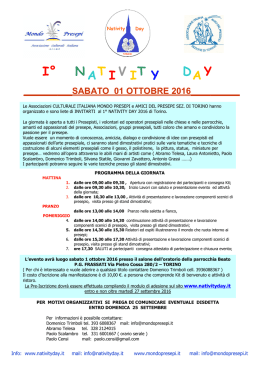Regolamento e Programma 1° Nativity Day 2016