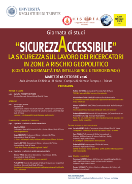 che si svolger&agrave; a Trieste presso l`Universit&agrave; il 18 ottobre 2016