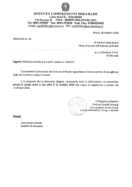 Circolare 18 servizio pre e post scuola a.s. 2016/17