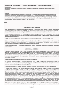 Sentenza del 14/01/2016 n. 71 - Comm. Trib. Reg. per il Lazio