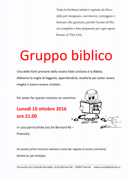 Gruppo biblico - Parrocchia San Leonardo Murialdo – Pinerolo