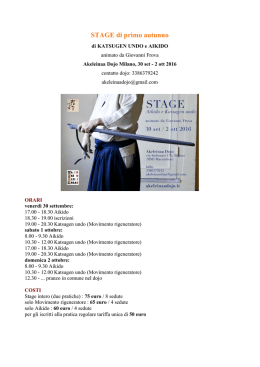 STAGE Milano 13-15 maggio